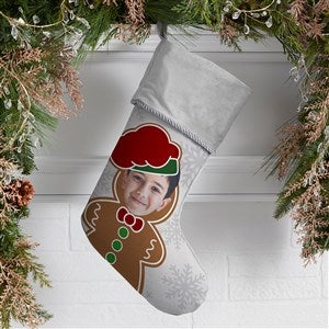 Christmas Character Personalized Photo Grey Christmas Stockings - 48704-GR