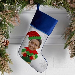 Christmas Character Personalized Photo Blue Christmas Stockings - 48704-BL