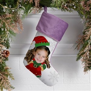 Christmas Character Personalized Photo Purple Christmas Stockings - 48704-P