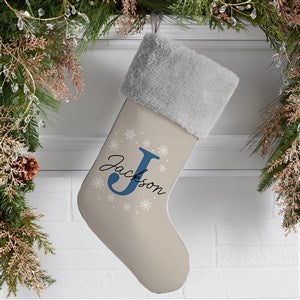 Initially Christmas Personalized Grey Faux Fur Christmas Stockings - 48706-GF