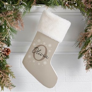 Initially Christmas Personalized Ivory Faux Fur Christmas Stockings - 48706-IF