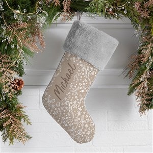 Holiday Delight Personalized Grey Faux Fur Christmas Stockings - 48709-GF