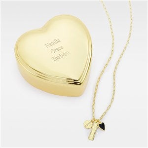 Engraved Heart Box and Multi Charm Demi Fine Necklace Set - 48751
