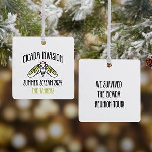 Cicada Invasion Personalized Square Ornament- 2.75quot; Metal - 2 Sided - 48766-2M