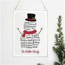 Snowman Repeating Name Personalized Hanging Glass Wall Decor - 48771