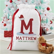 Initially Santa Personalized Christmas Canvas Santa Sack - Large - 48785-L