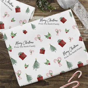 Watercolor Christmas Icons Personalized Wrapping Paper Roll - 18ft Roll - 48790-L