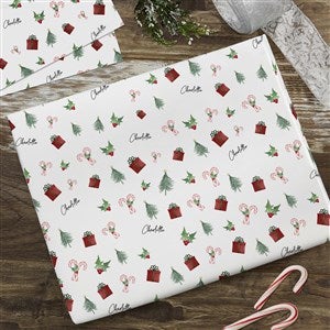 Watercolor Christmas Icons Personalized Wrapping Paper Sheets - Set of 3 - 48790-S