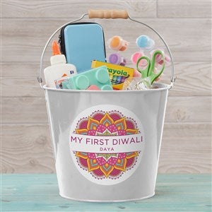 Diwali Personalized Mini Treat Bucket- White - 48798-W