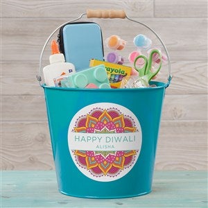 Diwali Personalized Mini Treat Bucket- Turquoise - 48798-T