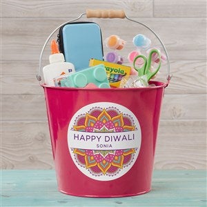 Diwali Personalized Large Treat Bucket- Pink - 48798-PL