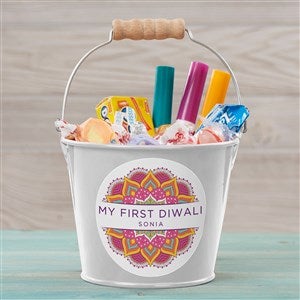 Diwali Personalized Large Treat Bucket- White - 48798-L