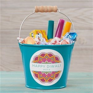 Diwali Personalized Large Treat Bucket- Turquoise - 48798-TL