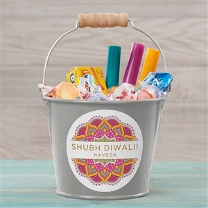 Diwali Personalized Large Treat Bucket- Silver - 48798-SL