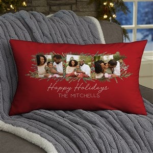 Holiday Moments Personalized Christmas Photo Lumbar Pillow - 48799-LB