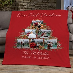 Holiday Moments Personalized Christmas Photo Plush Fleece Blanket - 60x80 - 48800-L