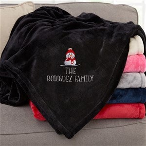 Christmas Character Embroidered 50x60 Black Fleece Blanket - 48807-SB