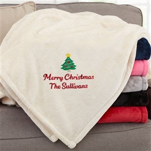 Christmas Character Custom Embroidered Fleece Blanket - Beige - 50x60 - 48807-SI