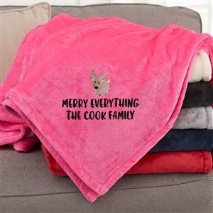 Christmas Character Embroidered 50x60 Pink Fleece Blanket - 48807-SP