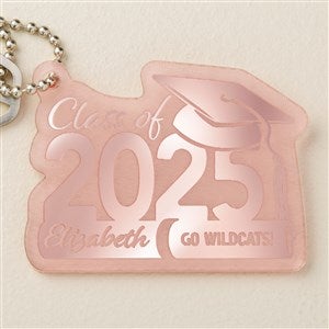 Graduation Hat Personalized Rose Gold Acrylic Keychain - 48848-RG