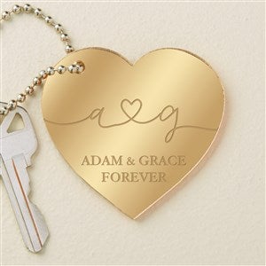 Drawn Together By Love Personalized Gold Mirrored Acrylic Keychain - 48853-G