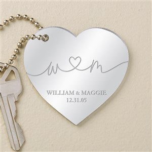 Drawn Together By Love Personalized Silver Mirrored Acrylic Keychain - 48853-S