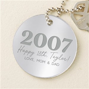 Birthday Year Personalized Silver Mirrored Acrylic Keychain - 48857-S