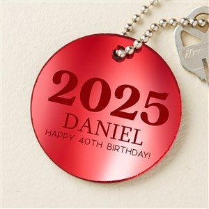 Birthday Year Personalized Red Mirrored Acrylic Keychain - 48857-R