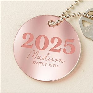 Birthday Year Personalized Rose Gold Mirrored Acrylic Keychain - 48857-RG