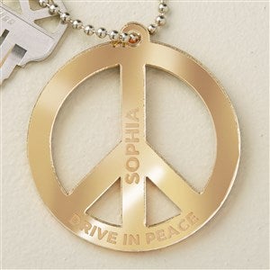 Peace Sign Personalized Gold Acrylic Keychain - 48862-G