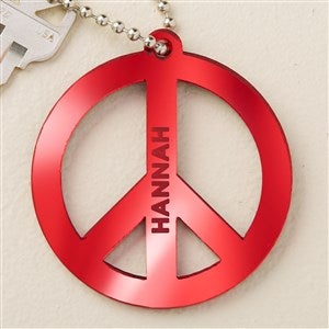 Peace Sign Personalized Red Acrylic Keychain - 48862-R