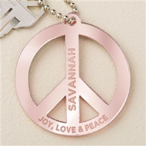 Peace Sign Personalized Rose Gold Acrylic Keychain - 48862-RG