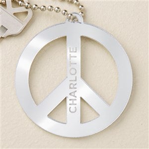 Peace Sign Personalized Silver Acrylic Keychain - 48862-S