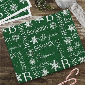 Christmas Snowflake Repeating Name Personalized Wrapping Paper Sheets - Set of 3 - 48904-S