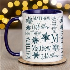 Christmas Snowflake Repeating Name Personalized Coffee Mug 11 oz.- Blue - 48905-BL