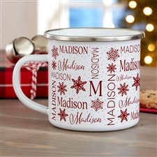 Christmas Snowflake Repeating Name Personalized Enamel Mug - 48907-S