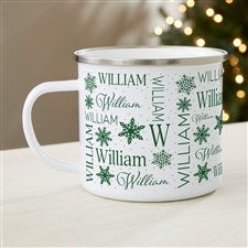 Christmas Snowflake Repeating Name Personalized Enamel Mug-Large - 48907-L