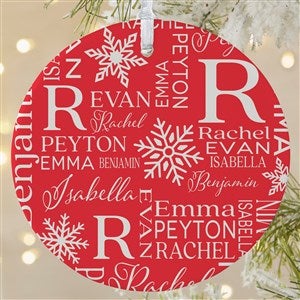 Christmas Snowflake Repeating Name Personalized Ornament-3.75 Matte - 1 Sided - 48908-1L