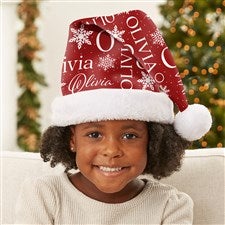 Christmas Snowflake Repeating Name Personalized Youth Santa Hat - 48912-Y