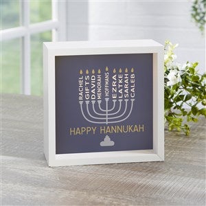 Hanukkah Menorah Personalized Hanukkah Ivory LED Light Shadow Box- 6quot;x 6quot; - 48934-I-6x6