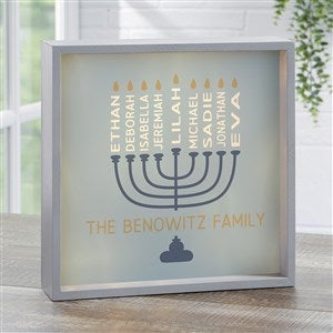 Hanukkah Menorah Personalized Hanukkah Grey LED Light Shadow Box- 10x10 - 48934-G-10x10