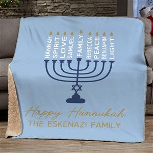 Hanukkah Menorah Personalized 50x60 Sherpa Blanket - 48937-S