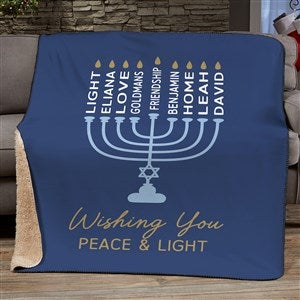 Hanukkah Menorah Personalized 60x80 Sherpa Blanket - 48937-SL