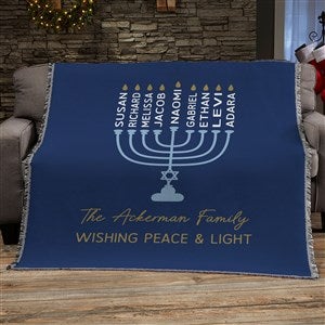 Hanukkah Menorah Personalized 56x60 Woven Throw - 48937-A