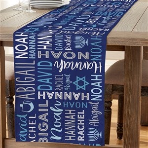 Hanukkah Repeating Name Personalized Table Runner- 16quot; x 120quot; - 48939-L