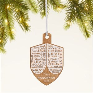 Hannukah Dreidel Personalized Wood Ornament- Whitewash - 48951-W