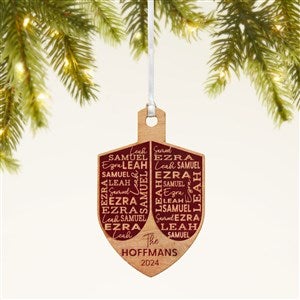 Hannukah Dreidel  Personalized Wood Ornament- Red Maple - 48951-R