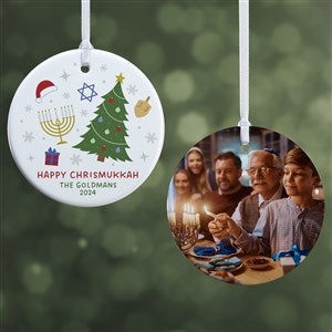 Happy Chrismukkah Personalized Ornament- 2.85quot; Glossy - 2 Sided - 48952-2S