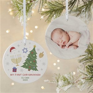 Happy Chrismukkah Personalized Ornament-3.75quot; Matte - 2 Sided - 48952-2L