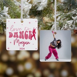 Dance Personalized Square Photo Ornament- 2.75quot; Metal - 2 Sided - 49002-2M